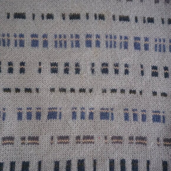 VTG '80s Woodstock By Bernard 100% Pure Virgin Wool Gray Blue Knit Sweater M - Picture 5 of 9
